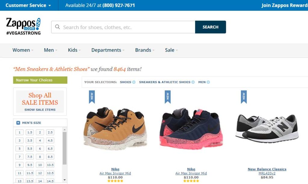 Zappos Web Page